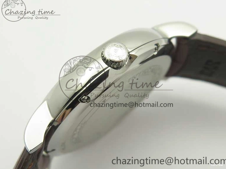 MIROTIME 0305 Portofino Automatic SS TWF 1:1 Best Edition Silver Dial Gold Markers on Brown Leather Strap A Bright 7203